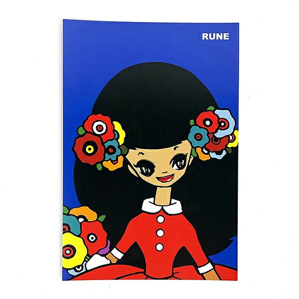 内藤ルネ 赤い服の女の子 ポストカード 文具