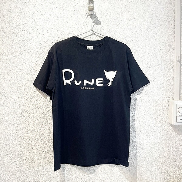 内藤ルネ Tシャツ（S)   ブラック ねこ レトロ RUNE