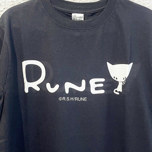 内藤ルネ Tシャツ（S)   ブラック ねこ レトロ RUNE