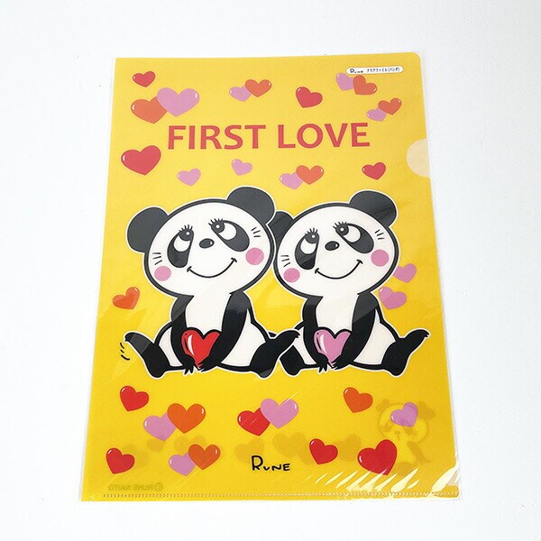 内藤ルネ ハートパンダ A4クリアファイル 文具 レトロ RUNE