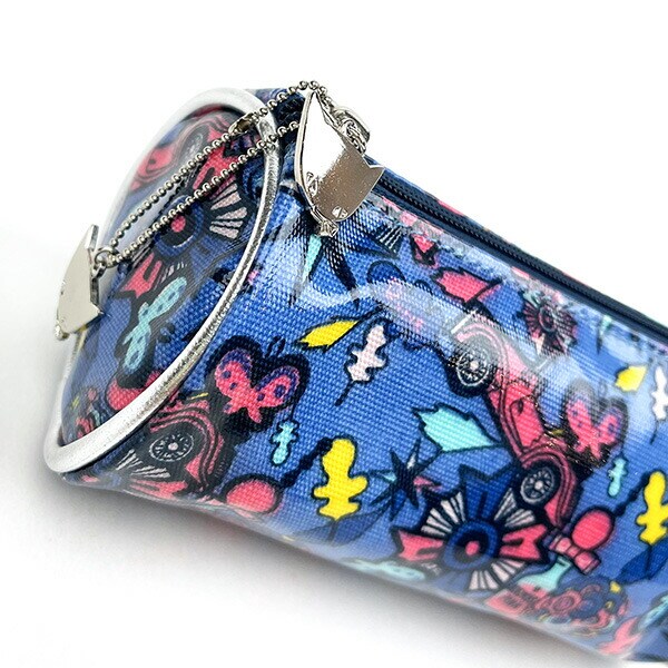 内藤ルネ ポップ 丸ペンポーチ ブルー 筆箱 文具 レトロ