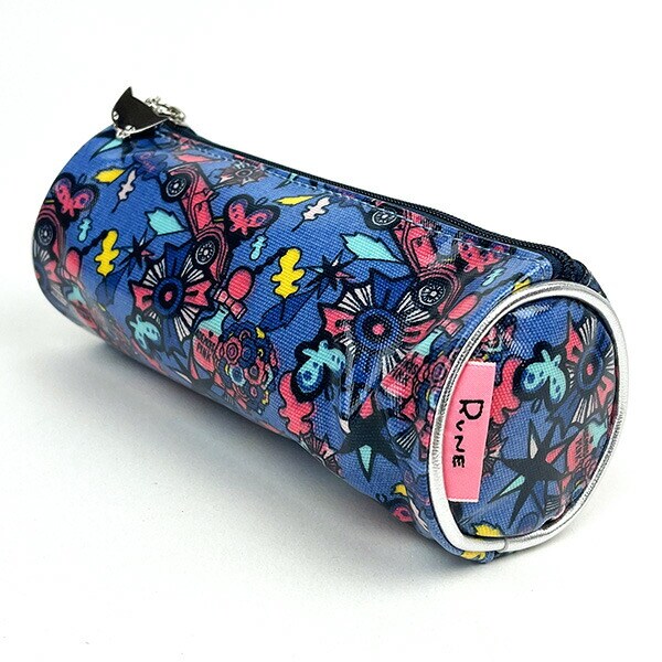 内藤ルネ ポップ 丸ペンポーチ ブルー 筆箱 文具 レトロ