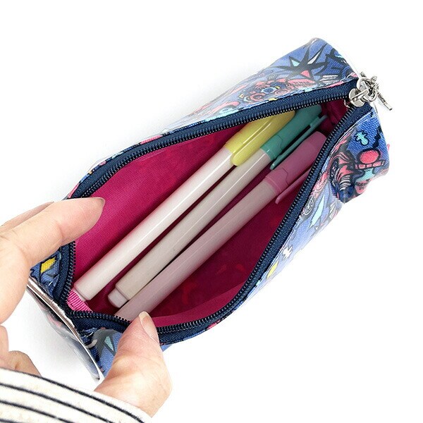 内藤ルネ ポップ 丸ペンポーチ ブルー 筆箱 文具 レトロ