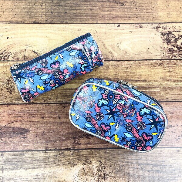 内藤ルネ ポップ 丸ペンポーチ ブルー 筆箱 文具 レトロ