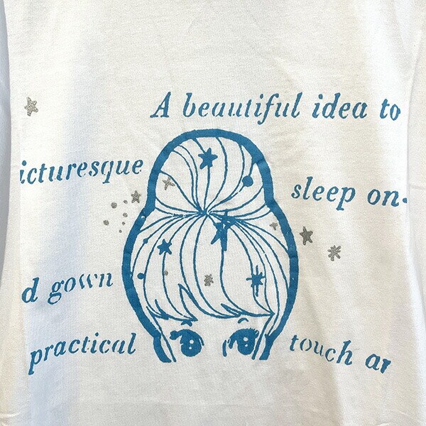 内藤ルネ Tシャツ ホワイト キラキラ少女 レトロ RUNE