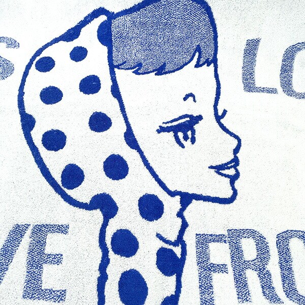 内藤ルネ バスタオル（少女柄） ブルー レトロ RUNE