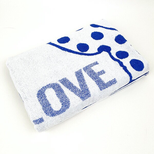 内藤ルネ バスタオル（少女柄） ブルー レトロ RUNE