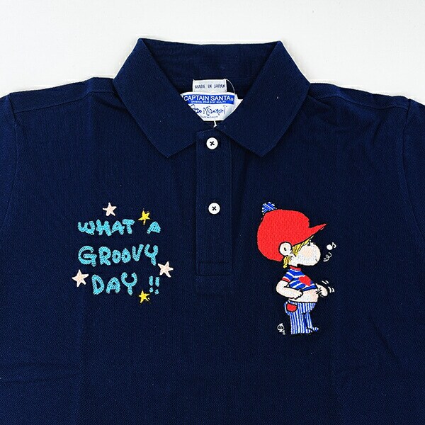 水森亜土 キャプテンサンタ コラボ ポロシャツ (L) ネイビーアパレル