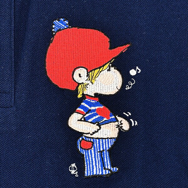 水森亜土 キャプテンサンタ コラボ ポロシャツ (L) ネイビーアパレル