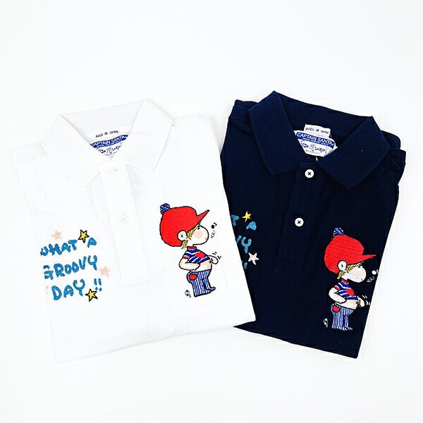 水森亜土 キャプテンサンタ コラボ ポロシャツ (S) ホワイト アパレル