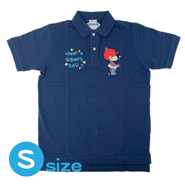 水森亜土 キャプテンサンタ コラボ ポロシャツ (S) ネイビー アパレル