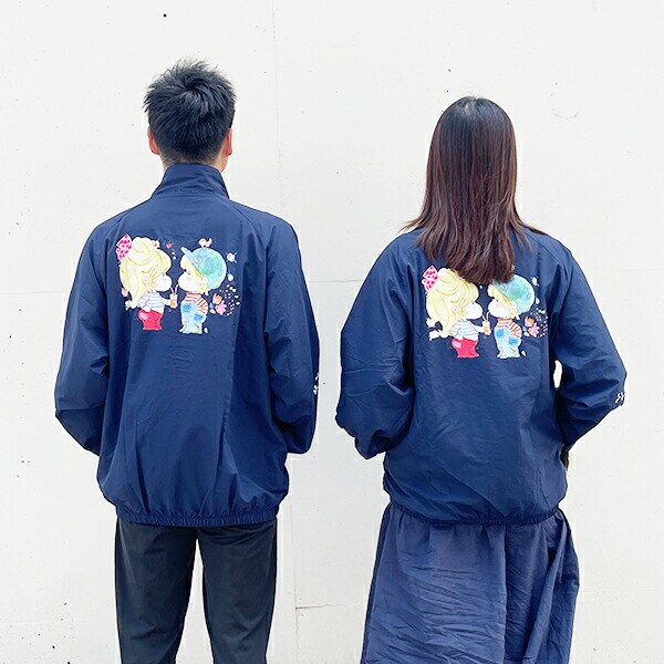 水森亜土 ナイロンジャケット (L) ネイビー カップルアウター アパレル