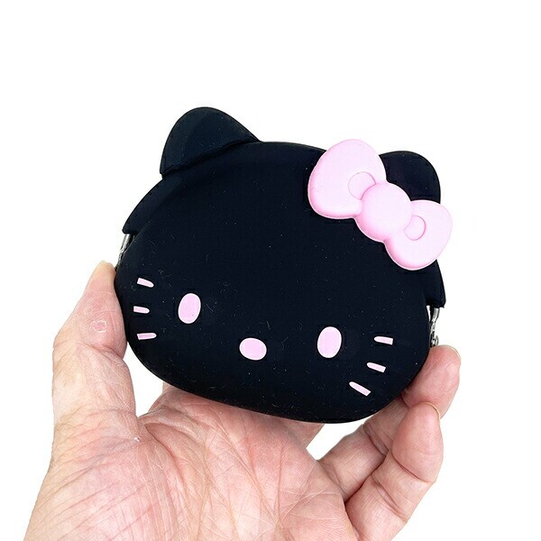 サンリオ ハローキティ フェイス型シリコンがまぐちポーチ mimi POCHI ブラック Sanrio