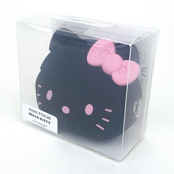 サンリオ ハローキティ フェイス型シリコンがまぐちポーチ mimi POCHI ブラック Sanrio