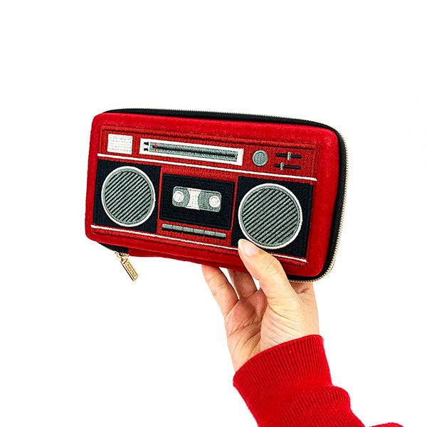 ポーチ ラジカセ(L) PUPU FELT 小物入れ レッド レトロ雑貨