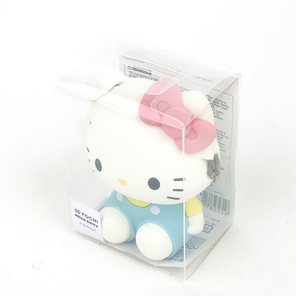 サンリオ ハローキティ お座り型シリコンがまぐちポーチ 3D POCHI ライトブルー Sanrio