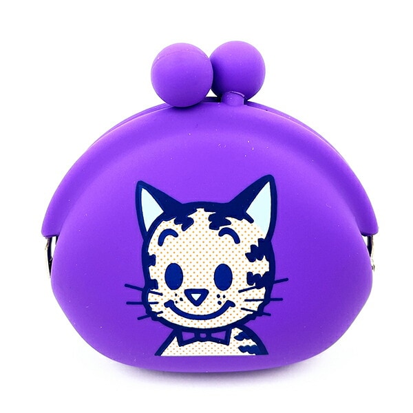 オサムグッズ キャット シリコンがま口ポーチ(パープル) POCHI
