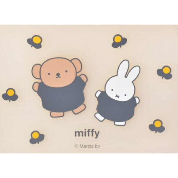 ミッフィー miffy シリコンフラットミニポーチ FLAPPO (フラワー) ブラウン パスケース