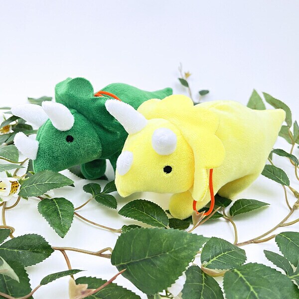 ふわダイナソーコレクション 本格派 トリケラトプス ストラップ付 ぬいぐるみ (グリーン) 恐竜