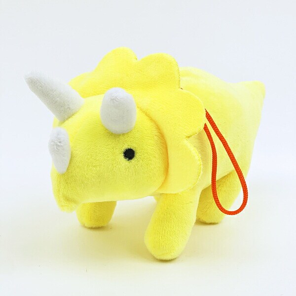 ふわダイナソーコレクション 本格派 トリケラトプス ストラップ付 ぬいぐるみ (イエロー) 恐竜