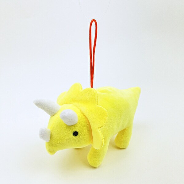 ふわダイナソーコレクション 本格派 トリケラトプス ストラップ付 ぬいぐるみ (イエロー) 恐竜