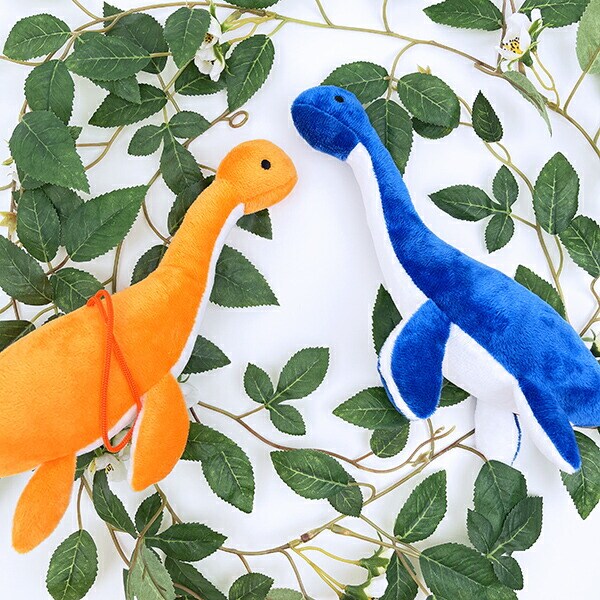 ふわダイナソーコレクション 本格派 プレシオサウルス ストラップ付 ぬいぐるみ (オレンジ) 恐竜