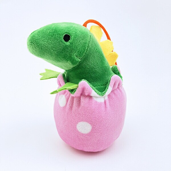 ふわダイナソーコレクション 本格派 たまごステゴサウルス ストラップ付 ぬいぐるみ (ピンクドット) 恐竜