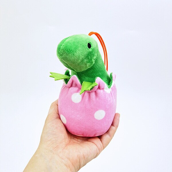 ふわダイナソーコレクション 本格派 たまごステゴサウルス ストラップ付 ぬいぐるみ (ピンクドット) 恐竜