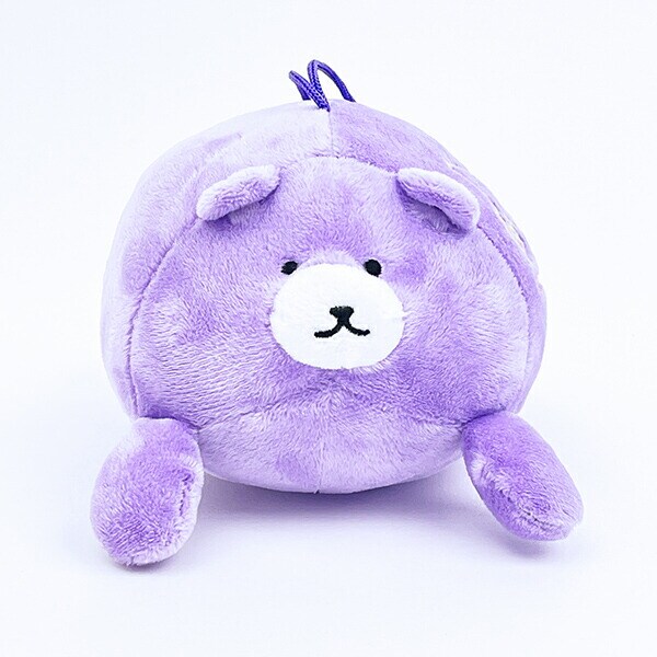 クマアンドベアープロデュース まんまる北海道ベア ぬいぐるみ (ラベンダー) テディベア ストラップ 缶バッジ