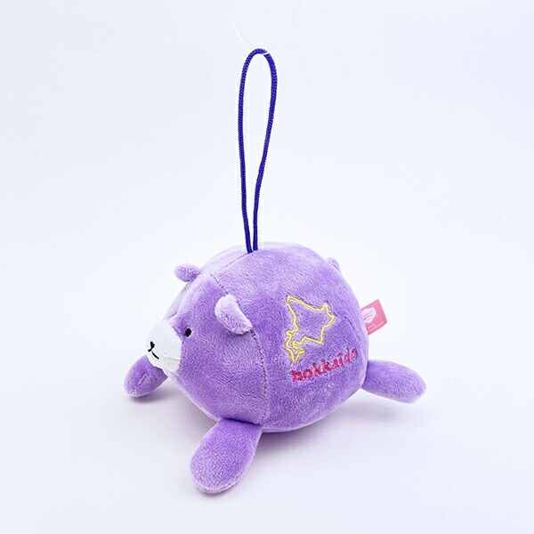 クマアンドベアープロデュース まんまる北海道ベア ぬいぐるみ (ラベンダー) テディベア ストラップ 缶バッジ