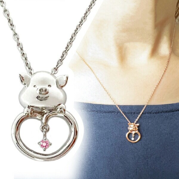 ぷーとん ジュエリー ［シルバー×ピンクトルマリン］ 天然石 ネックレス