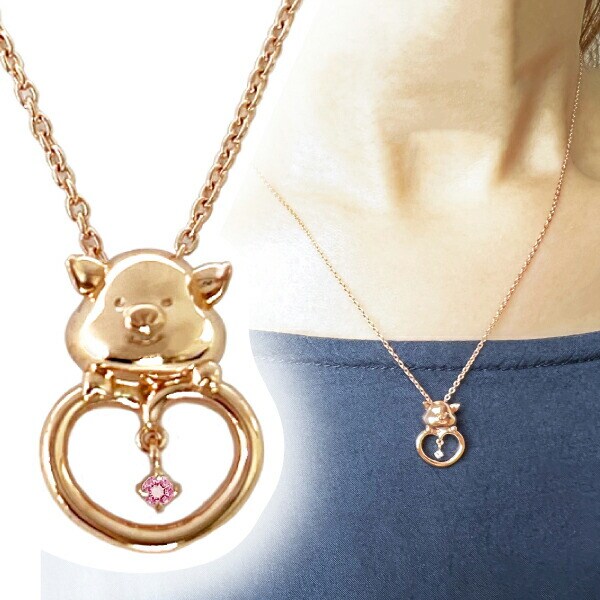 ぷーとん ジュエリー ［ピンクゴールド×ピンクトルマリン］ 天然石 ネックレス