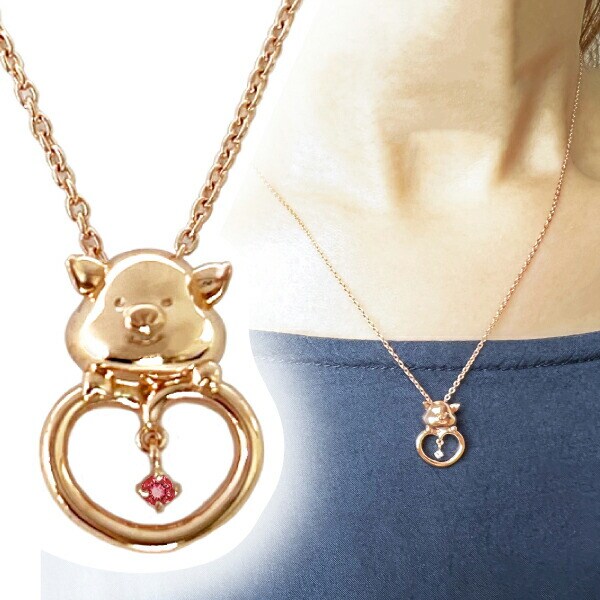 ぷーとん ジュエリー ［ピンクゴールド×ガーネット］ 天然石 ネックレス