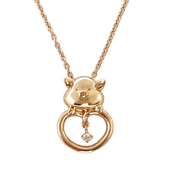 ぷーとん ネックレス ピンクゴールド ダイヤモンド 天然石 ジュエリー