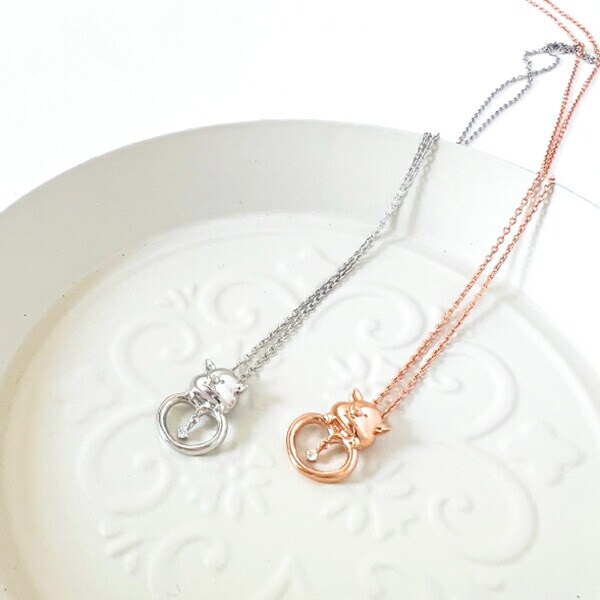 ぷーとん ネックレス ピンクゴールド ダイヤモンド 天然石 ジュエリー