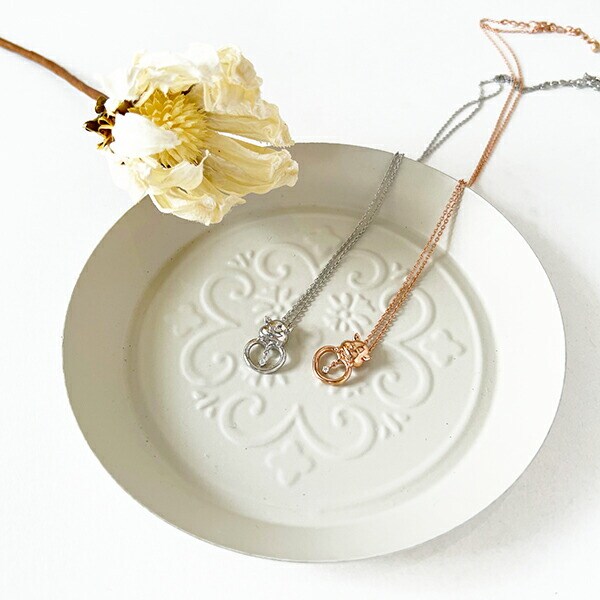 ぷーとん ネックレス ピンクゴールド ダイヤモンド 天然石 ジュエリー