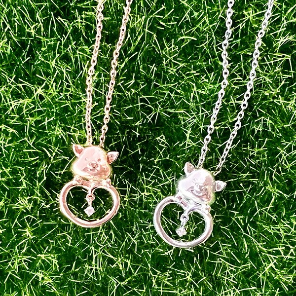 ぷーとん ネックレス シルバー ダイヤモンド 天然石 ジュエリー