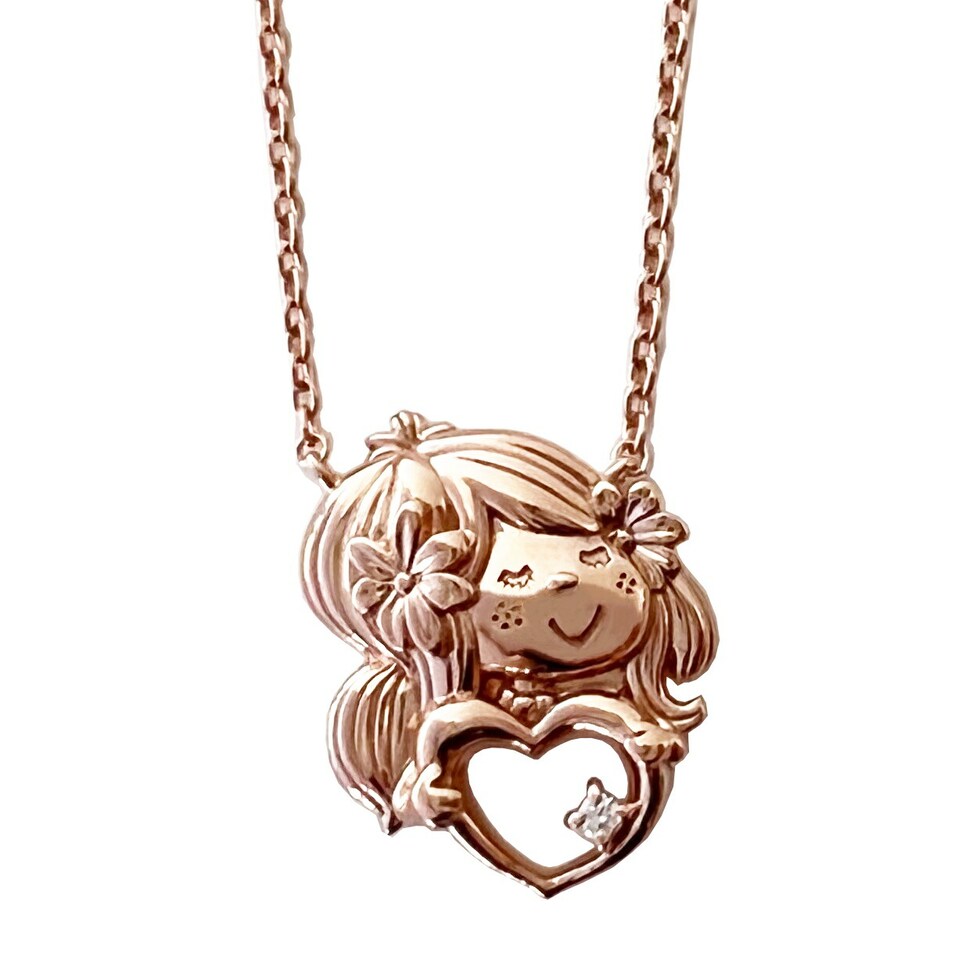 水森亜土 ネックレス ピンクゴールド ダイヤモンド 天然石 ジュエリー