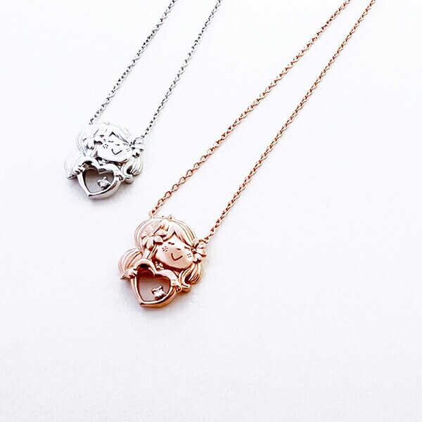 水森亜土 ネックレス ピンクゴールド ダイヤモンド 天然石 ジュエリー