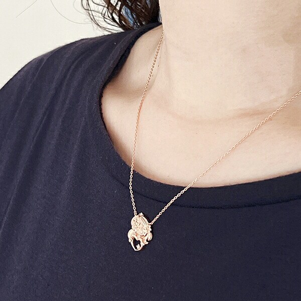 水森亜土 ネックレス ピンクゴールド ダイヤモンド 天然石 ジュエリー