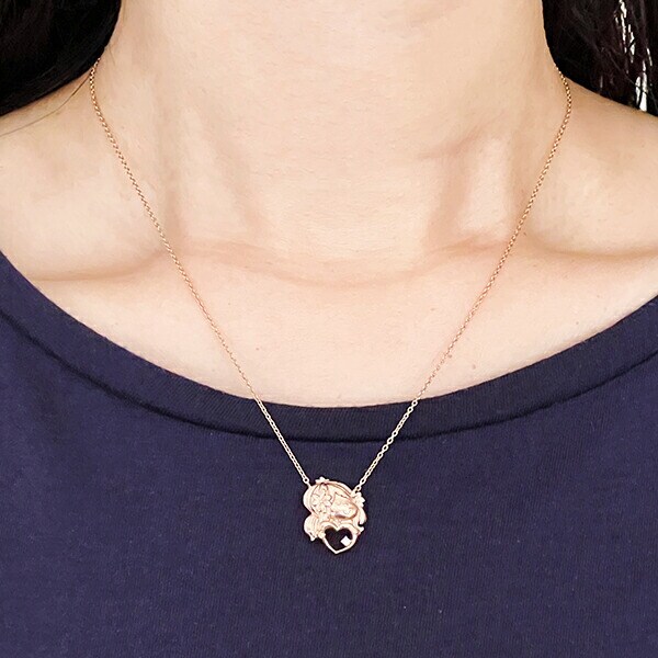 水森亜土 ネックレス ピンクゴールド ダイヤモンド 天然石 ジュエリー