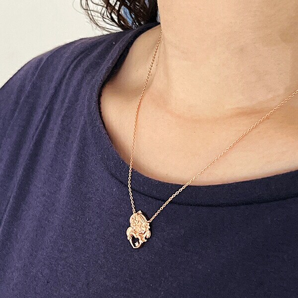 水森亜土 ネックレス ピンクゴールド ダイヤモンド 天然石 ジュエリー