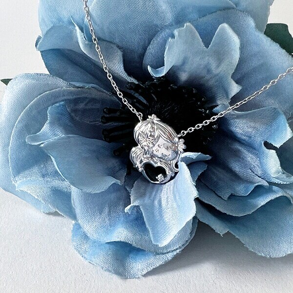 水森亜土 ネックレス ピンクゴールド ダイヤモンド 天然石 ジュエリー