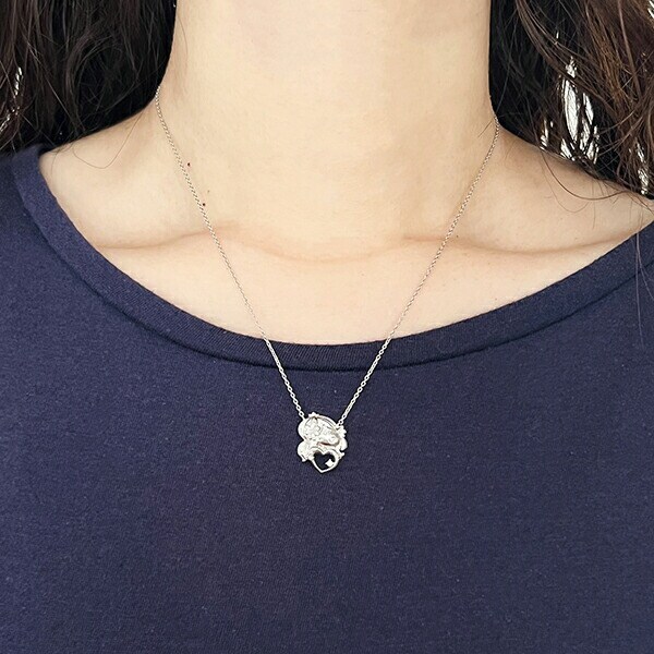 水森亜土 ネックレス シルバー ダイヤモンド 天然石 ジュエリー