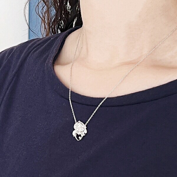 水森亜土 ネックレス シルバー ダイヤモンド 天然石 ジュエリー