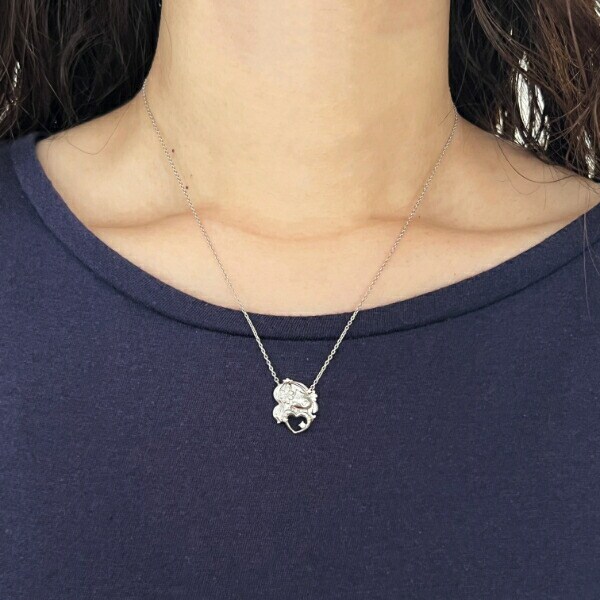 水森亜土 ネックレス シルバー ダイヤモンド 天然石 ジュエリー