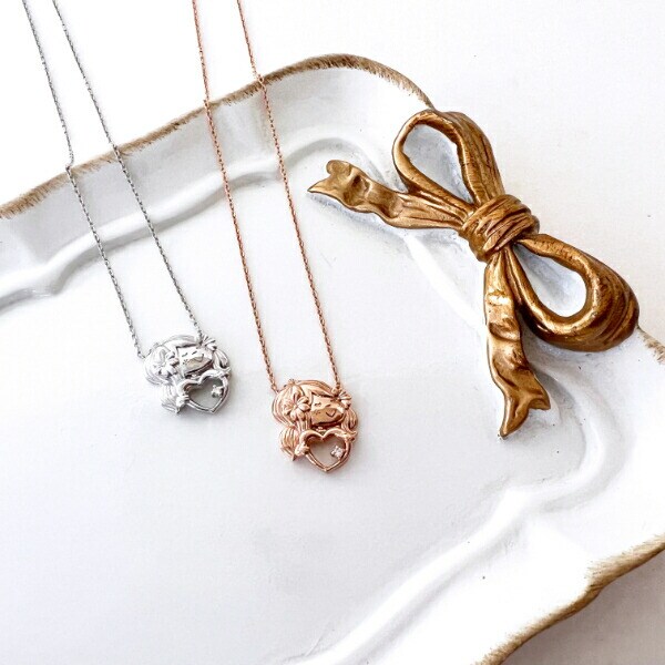 水森亜土 ネックレス シルバー ダイヤモンド 天然石 ジュエリー