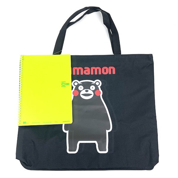 くまモン Kumamon ファスナー付き大きなトートバッグ ブラック