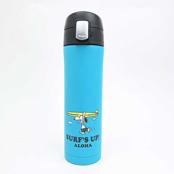 スヌーピー ワンプッシュボトル ターコイズ サーフ 水筒 ランチ SNOOPY