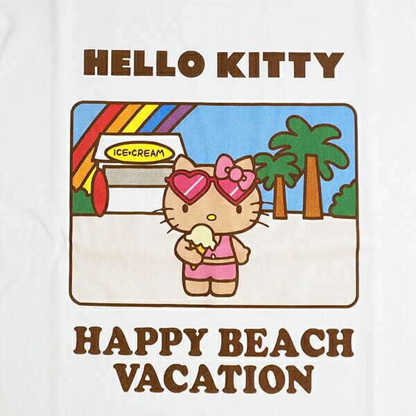 サンリオ ハローキティ 日焼け キティ 半袖Tシャツ(L) アイス アパレル Sanrio